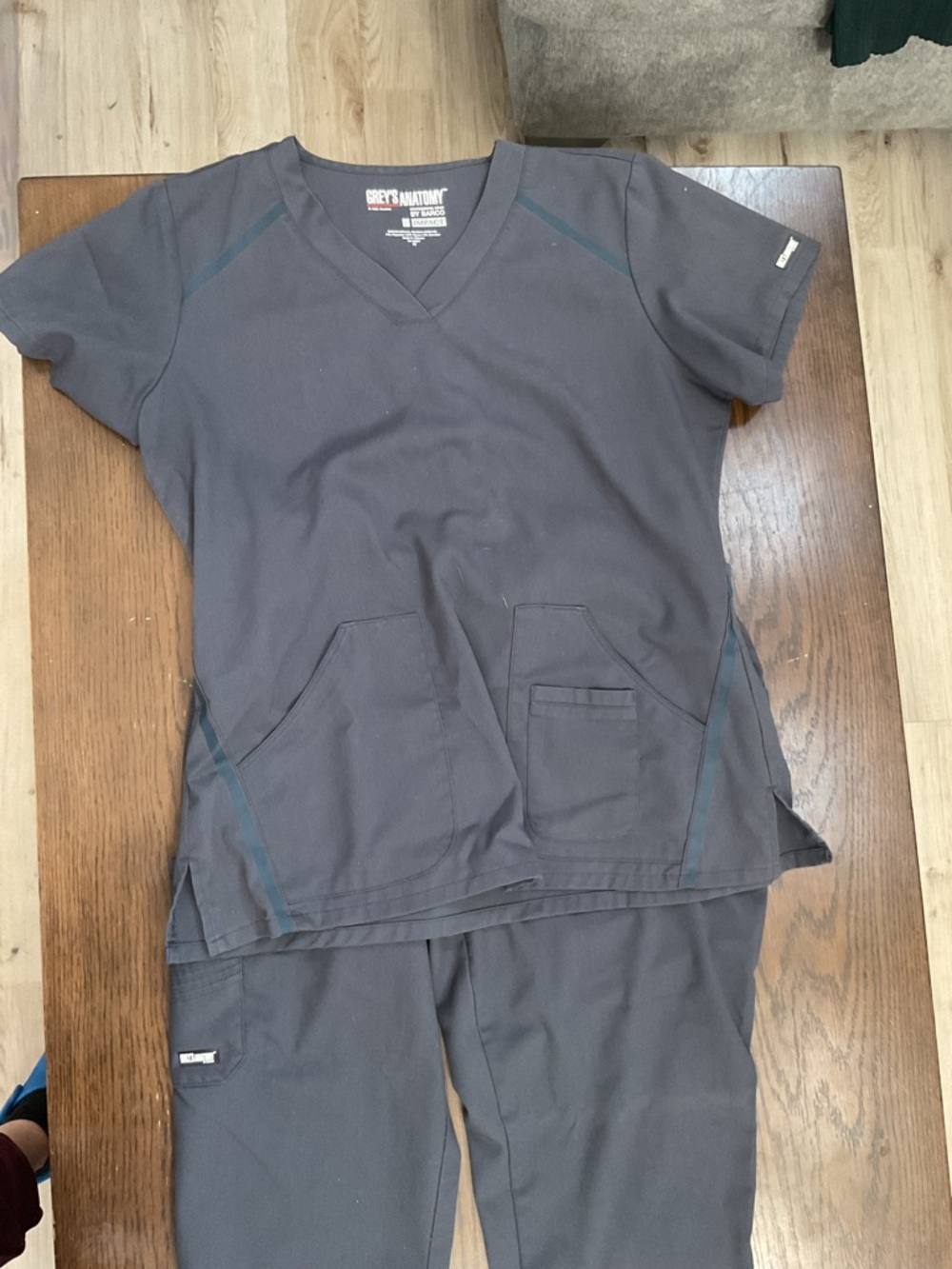 Grey's Anatomy Women's Short Sleeve Scrub Top in Charcoal Gray